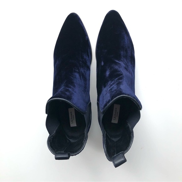 L.K. Bennett Becky Navy Velvet Ankle Boots - Picture 6 of 16